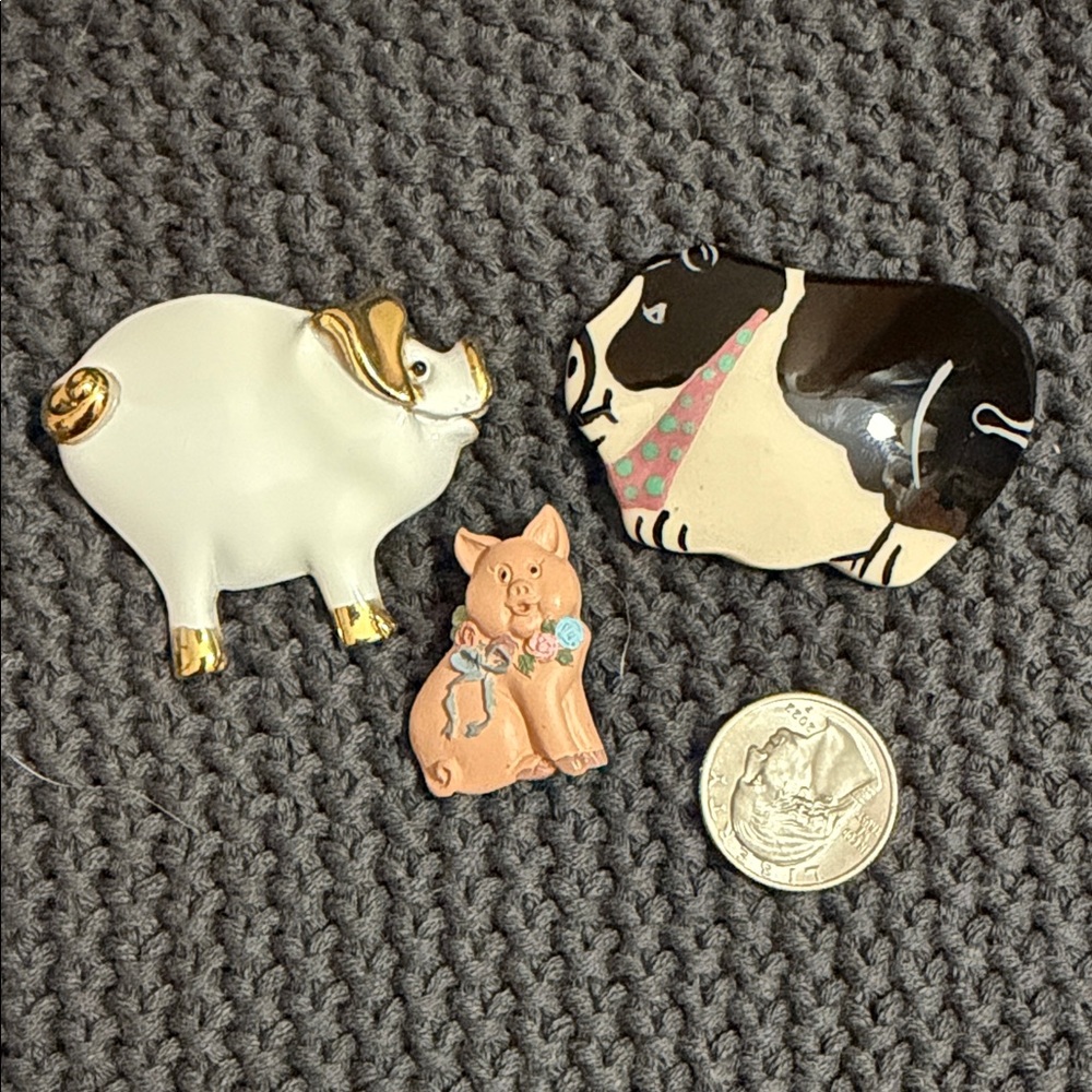 Charming Pig and Cow Figurine Set